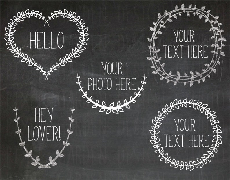 Chalk Wreaths & Laurels Clipart. Chalkboard Vine Frames Etsy