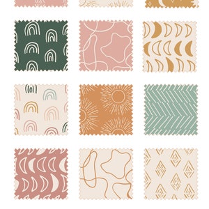Boho Seamless Patterns. Abstract Doodle Digital Paper. Retro, Bohemian ...