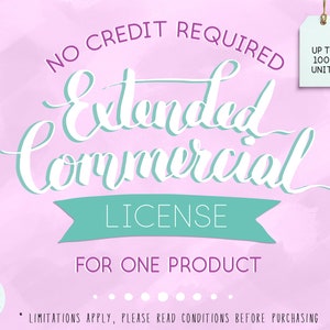 Extended Commercial License for ONE Clip Art and Digital Paper. Up to 1000 units/sales/ No Credit Required.
