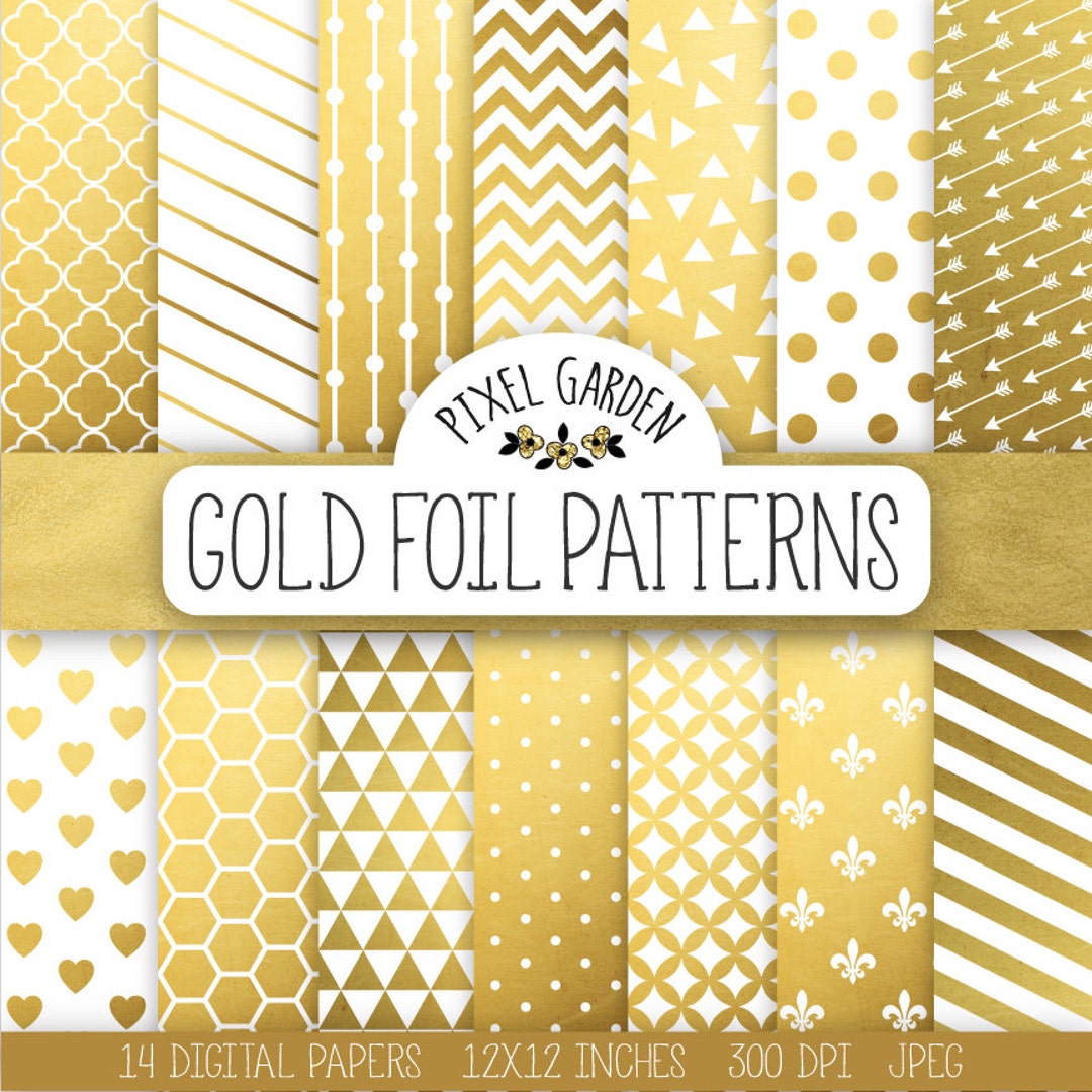 Black/Gold Metallic Foil Chevron/Dot/Geometric Wrapping Paper