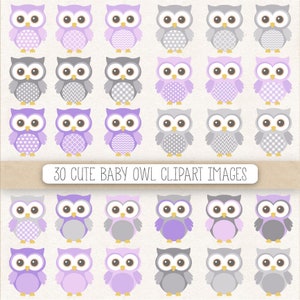 Purple Baby Owl Clip Art for Nursery Baby Shower. Baby Boy - Etsy