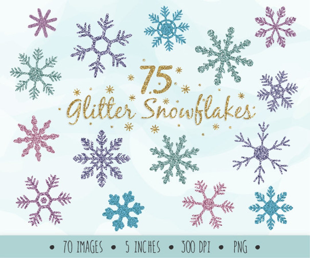 Glitter Snowflake Clip Art. Sparkle Christmas Snowflakes. Frozen, Snow