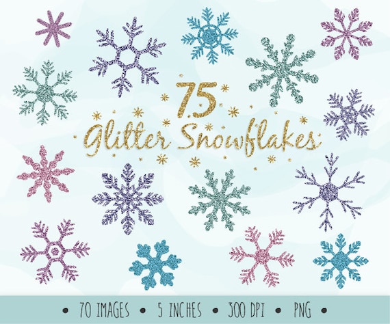 Glitter Snowflake Clip Art. Sparkle Christmas Snowflakes. Frozen, Snow,  Snowflake Clipart in Mint, Blue, Purple Glitter. Christmas Images. 