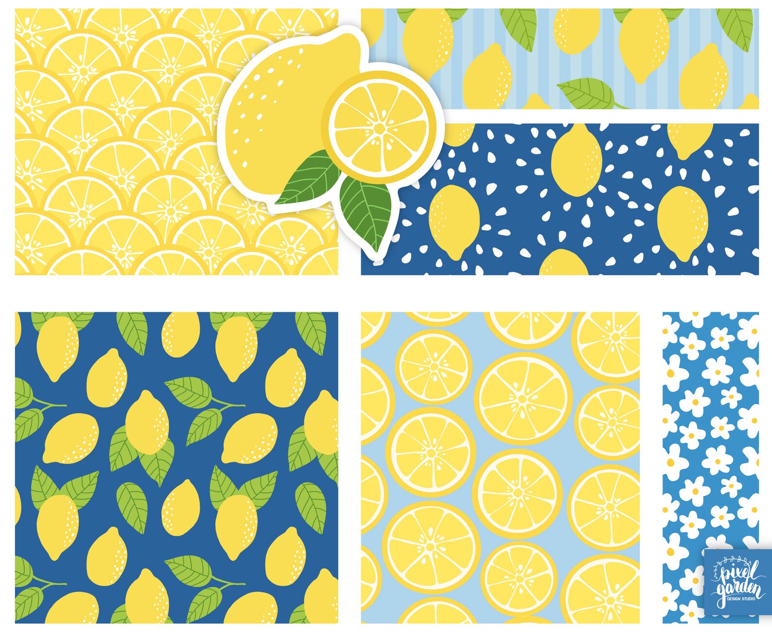 Lemons Digital Paper. Seamless Lemon Pattern. Lemon and Leaves - Etsy