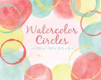 Watercolor Circles Clip Art. Hand Painted Bubbles. Hand Drawn Frames and Borders. Digital Watercolor Splotches. Digital Mint Watercolor.