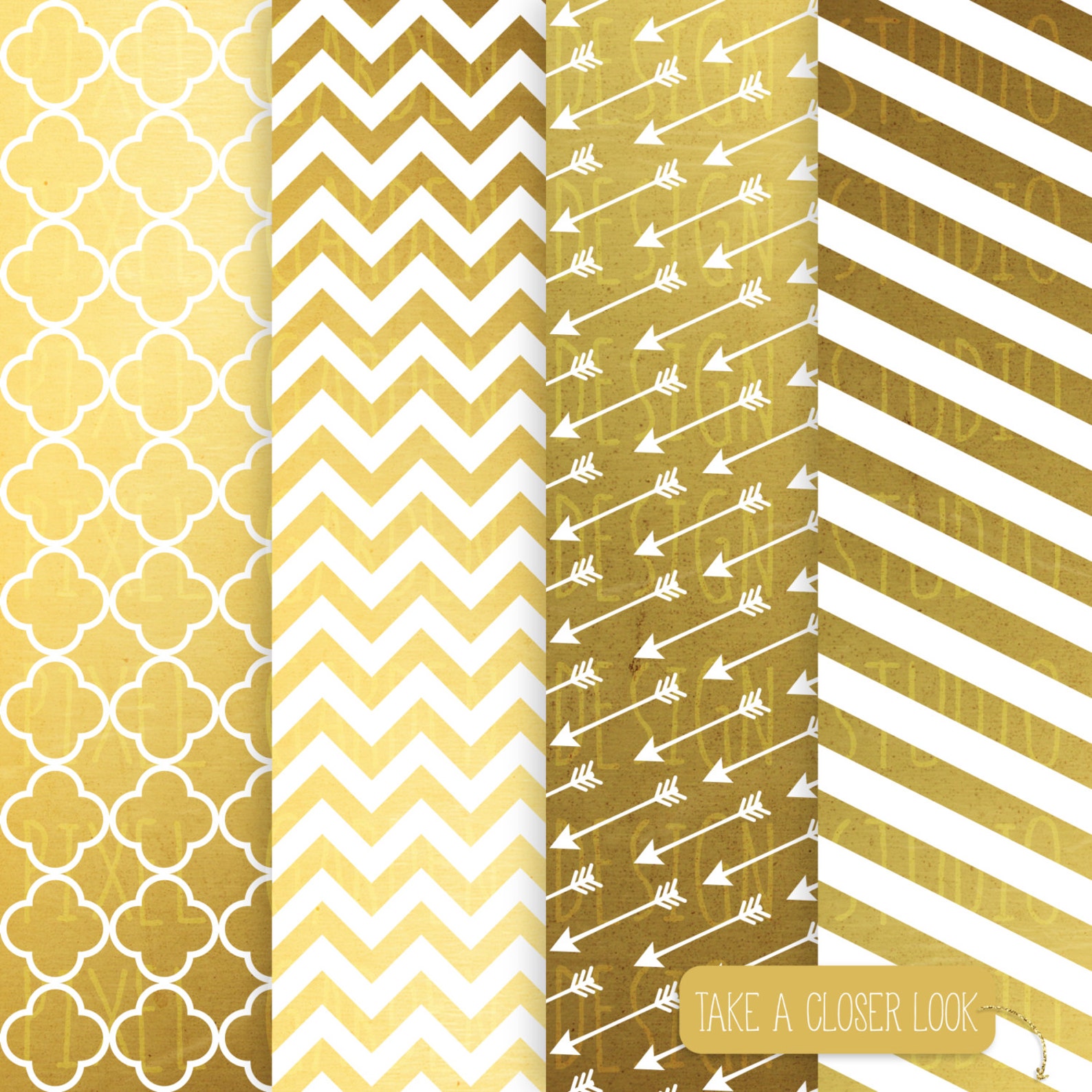 Gold Foil Digital Paper. Gold and White Scrapbook Papers. Gold Etsy