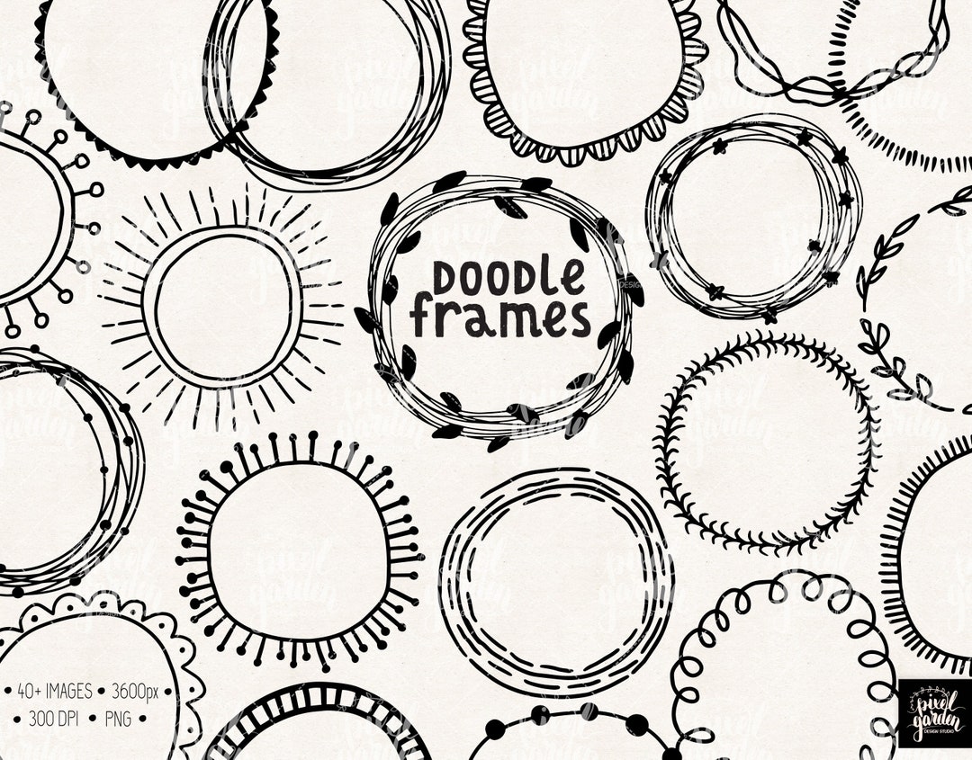 Doodle Frames Clipart. Hand Drawn Frames Clipart. Photo Borders, Frames