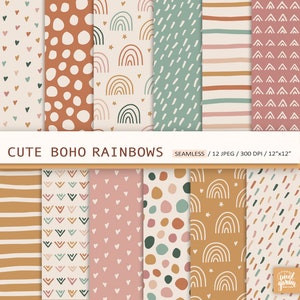 Digital Washi Tape Clipart BOHO RAINBOWS, Graphics With Rainbows