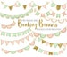 Gold Bunting Banner Clip Art. Mint & Pink Bunting Clipart. Gold Glitter Party Garlands. Pink, Mint Birthday, Wedding, Baby Shower Banners. 