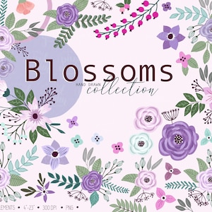 Hand getrokken bloemen illustraties. Handgetekende botanische illustraties. Wilde bloemenelementen. Pastelroze, lavendelbloemboquet, bloemstuk