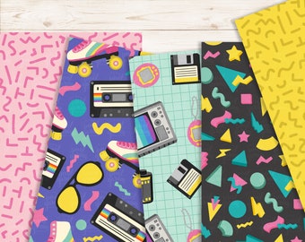80s 90s Seamless Patterns. Hand Drawn Eighties, Nineties 80s 90s Seamless Patterns. Hand Drawn Eighties, Nineties