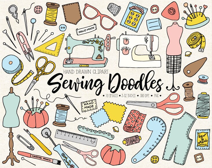 Sewing Clipart. Hand Drawn Crafts Thread Mannequin Clip Art. - Etsy Canada