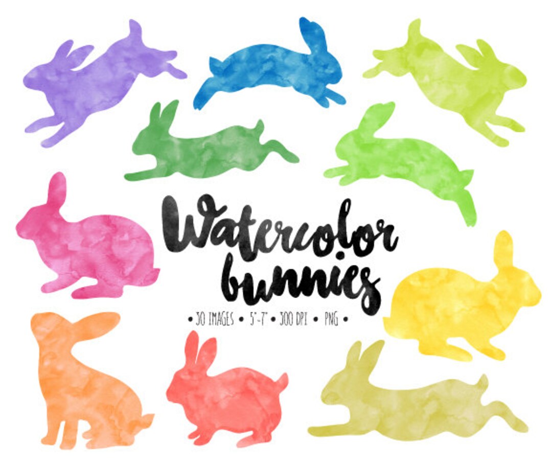 Silhouette Lapin De Dos à Imprimer Aquarelle Lapin Clipart. Silhouettes de lapin de Pâques. Lapin - Etsy Canada
