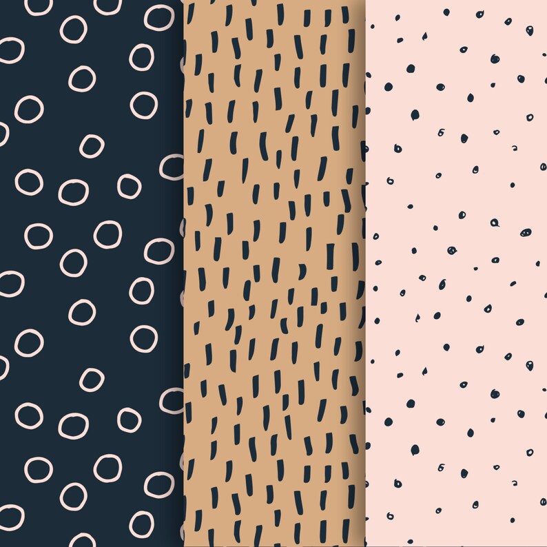 Hand Drawn Doodle Digital Papers. Navy and Pink Scribble Paper ...