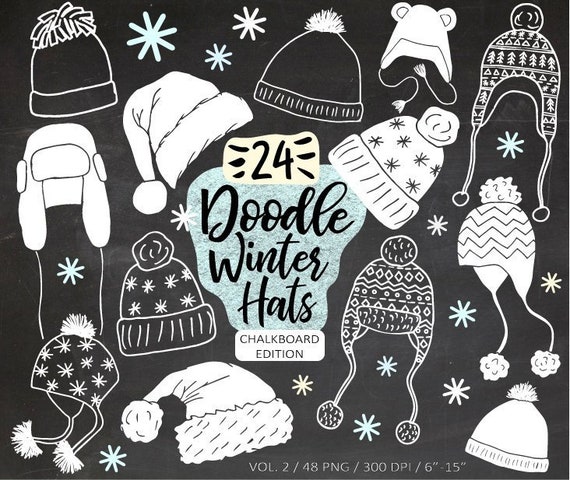 Chalkboard Christmas Tree Clip Art. Hand Drawn Chalk Christmas  Illustrations. White Doodle Winter Clipart for Gift Tags, DIY Greeting  Cards. 