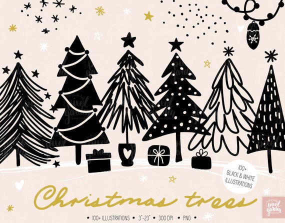 Black and White Christmas Tree - Domestically Creative