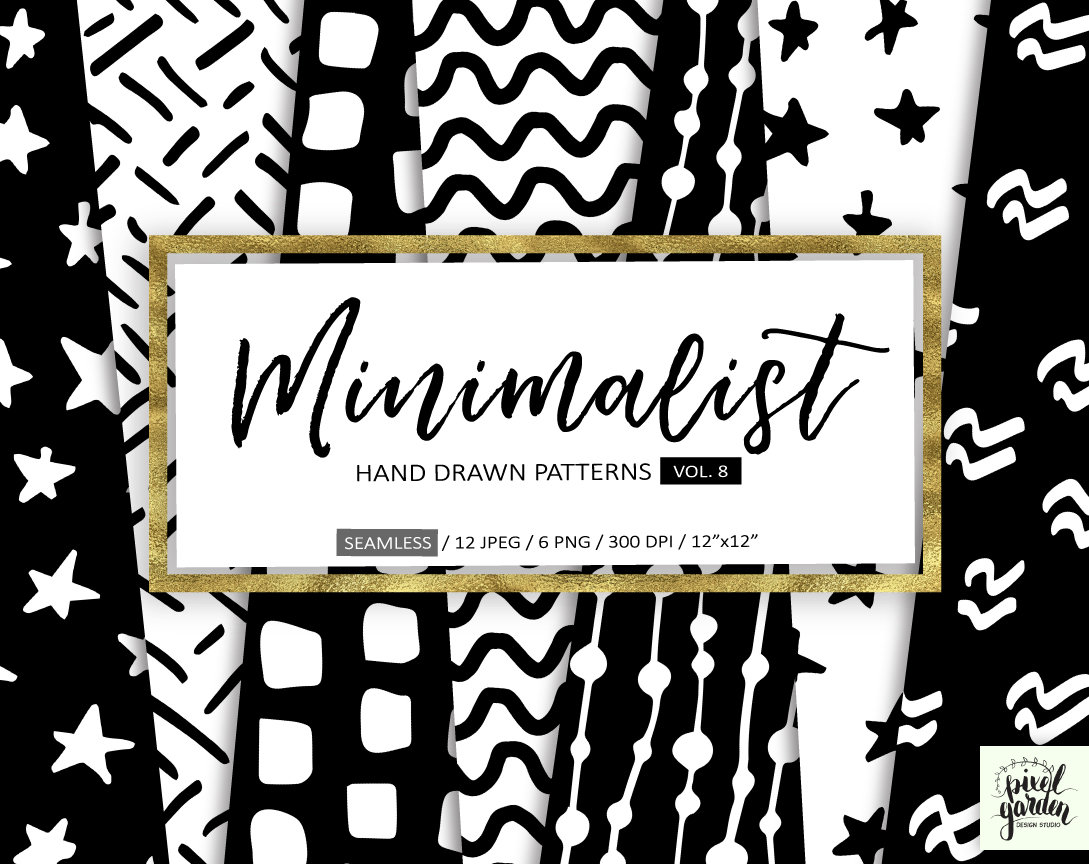 Black & White Geometric Digital Paper Minimalist Blog Background Hand ...