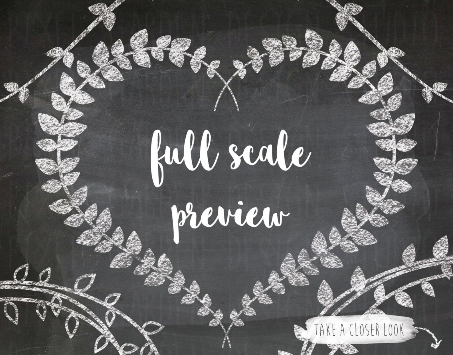 Chalk Wreaths & Laurels Clipart. Chalkboard Vine Frames Etsy