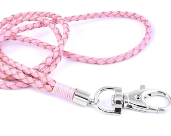 Leather lanyard - PINK-NATURAL -