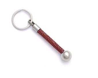 Elegant lanyard keychain stingray leather - red or turquoise