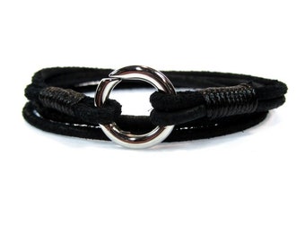 Men's bracelet leather bracelet stainless steel brown o black