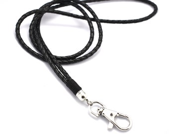 Leather lanyard - black