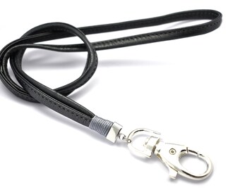 Lanyard in nappa leather - grey