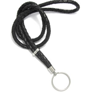 Leather lanyard black image 2