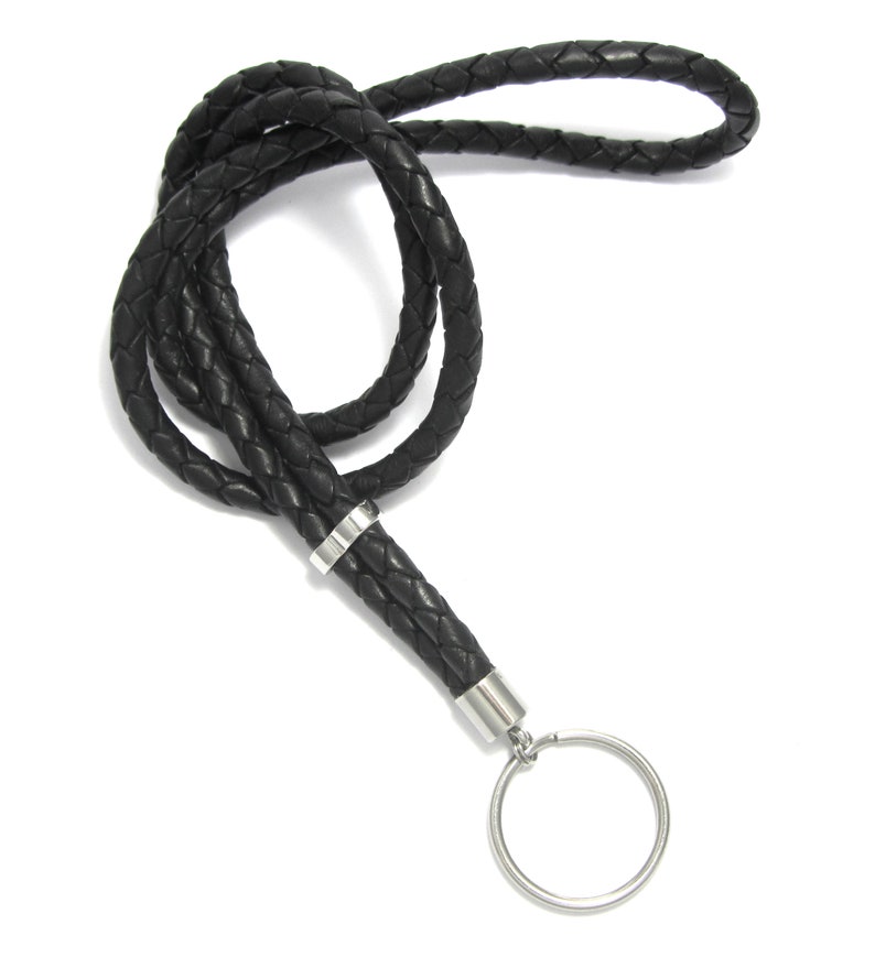 Leather lanyard black image 2