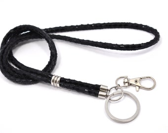 Beautiful leather lanyard - black