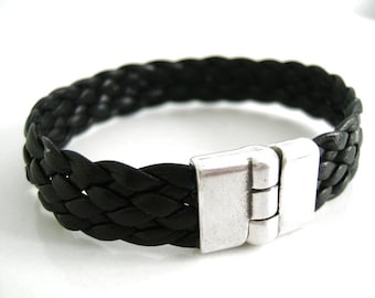 Mannen armband zwart o. bruin leder