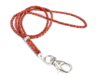 Leather lanyard - red