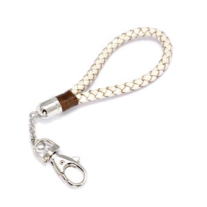 Lanyard sleutelhanger leer &quot;lime wit&quot;