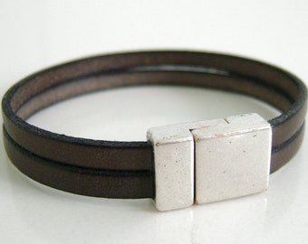 Lässiges Lederarmband "TAUPE" für den Mann