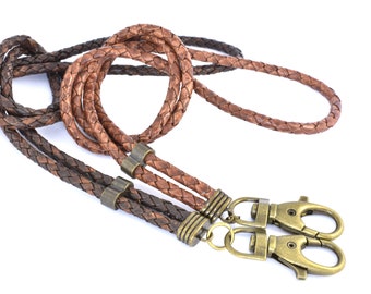 Lanyard made of leather antique light brown or antique dark brown