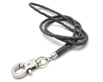 Lanyard ledergrijs