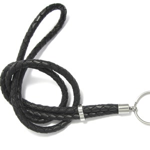 Leather lanyard black image 1