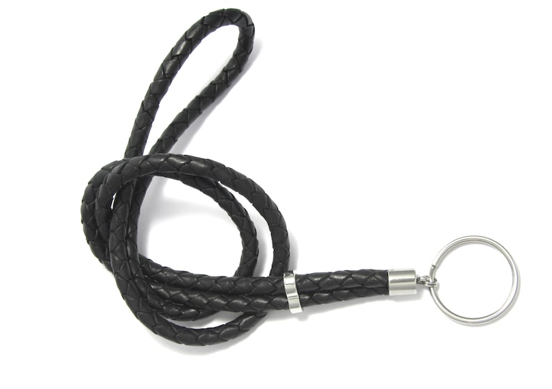 Leather lanyard black image 1