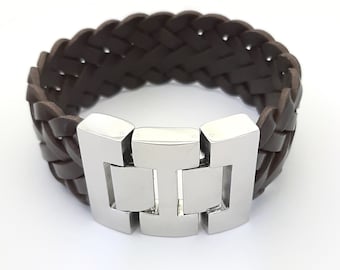 Herrenarmband DJANGO 2, doppelte massiver Edelstahlverschluss