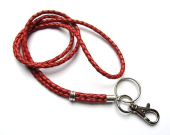 Leren lanyard - rood