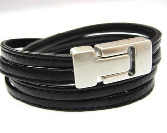 Heren armband leren armband nappa - zamak