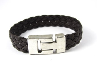 Men's bracelet leather bracelet dark brown or black