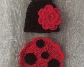 Crochet Baby Ladybug Outfit ~ 0-3 Months ~ Baby Photo Prop ~ Ladybug Set