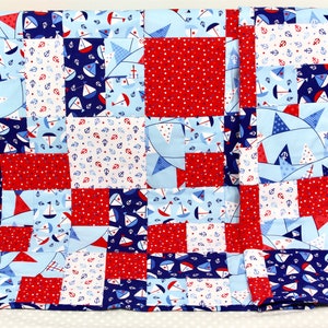 Quilt with Nautical Theme, Modern Baby Quilt, Handmade Baby Quilt, Baby Quilt, Baby Gift, Newborn Gift, Baby Shower Gift.