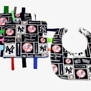 Gift Pack of Two Lovies and One Bib of Yankee Theme