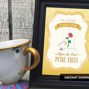 Beauty and the Beast 5x7 Party Favor Sign - Please Take One Before the Last Petal Falls *Instant Download*