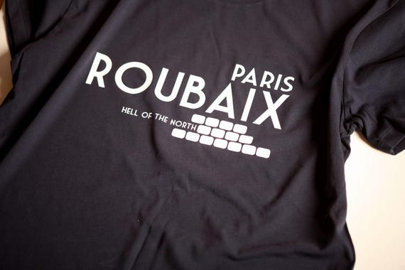 Paris Roubaix Cyclist Tshirt. Great Gift, Organic Cotton Cycling Tee. Hand Printed