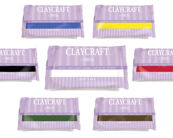 Original CLAYCRAFT de DECO Soft Clay: ¡se seca al aire hasta obtener un acabado duradero en 24 horas o menos sin ensuciar!