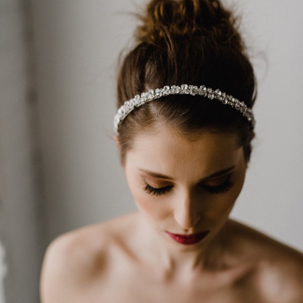 Rhinestone Bridal Headpiece | Crystal Headband | Bridal Headband | Wedding Hairpiece | Wedding Hair Tiara | Silver Stella Headband