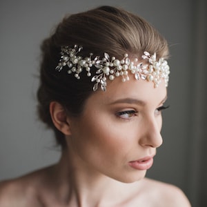 Bridal Hair Wreath Wedding Hair Piece Bridal Headpiece Wedding Hair Accessories Bridal Hair Vine Pearl Hair 50% Libby image 1